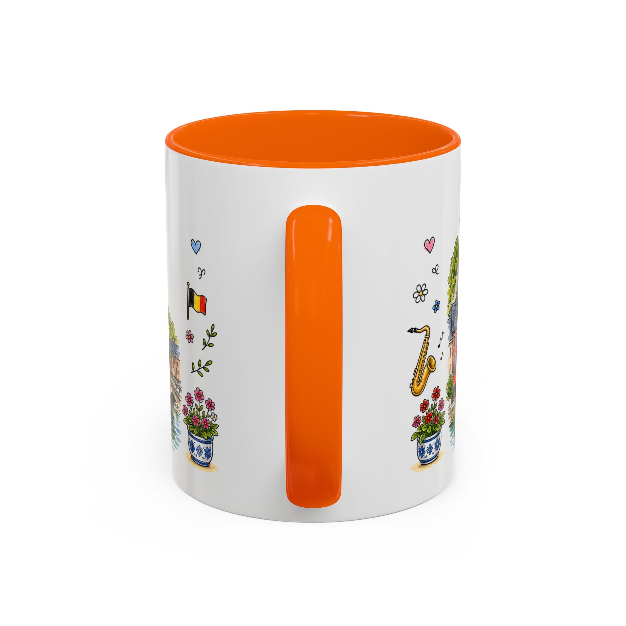 Dinant Illustrated Travel Mug | Belgium Souvenir Accent Coffee Mug | 11oz 15oz Ceramic Cup