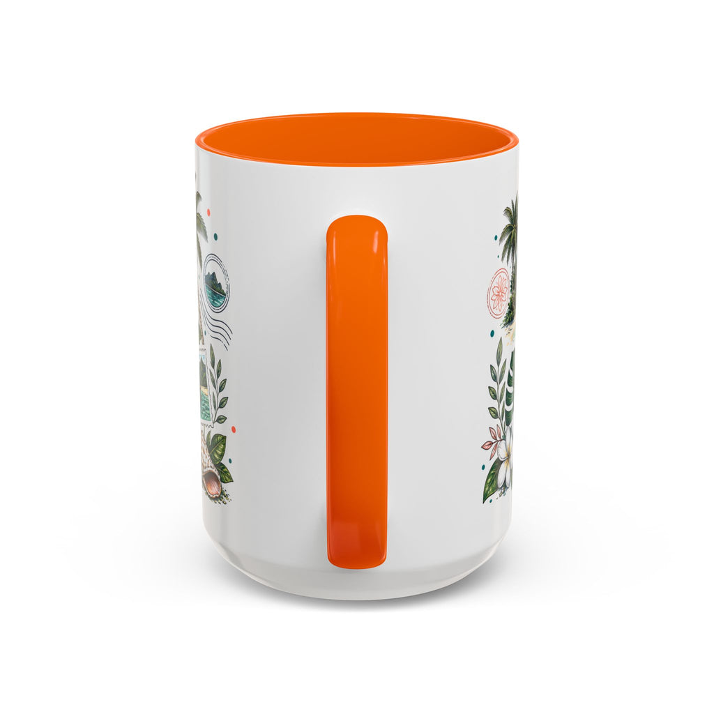 Tahiti Coffee Mug | Travel Destination Souvenir Gift | Accent Color Ceramic 11oz 15oz