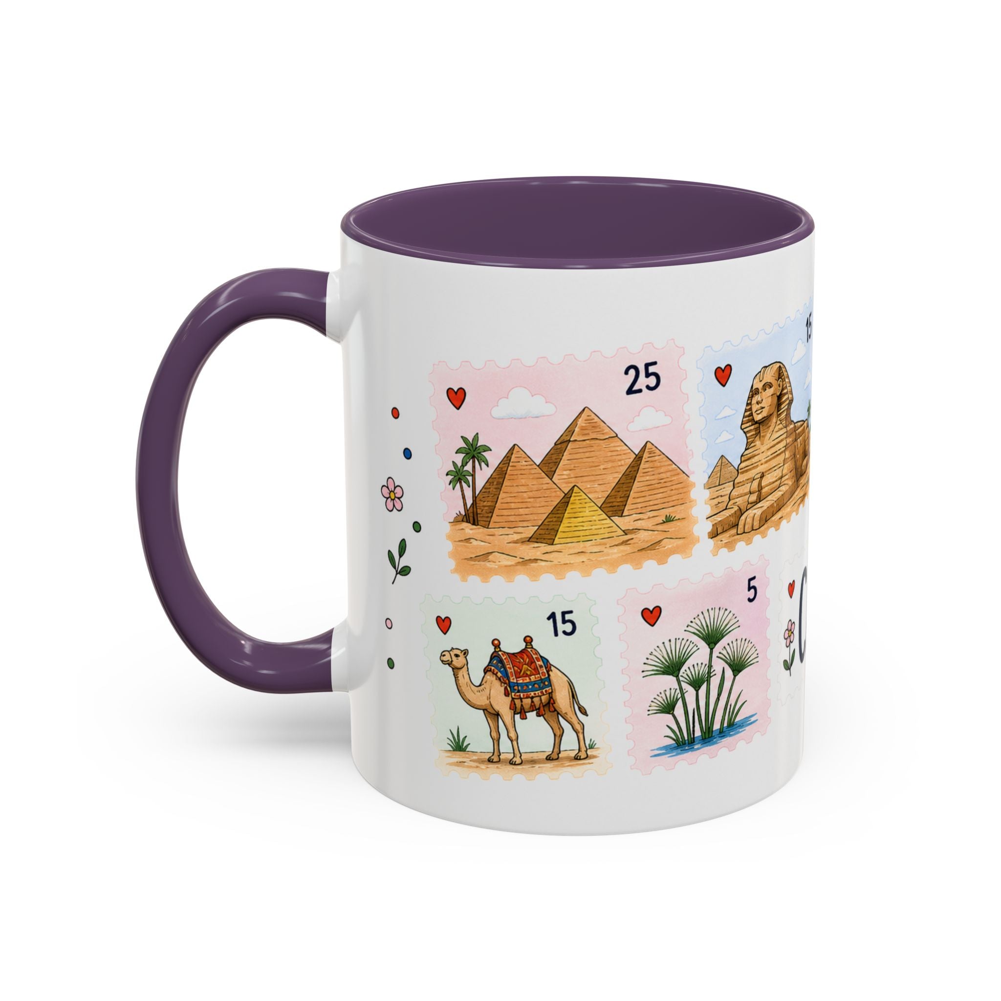 Cairo Coffee Mug | Postage Stamp Collage Mug | Travel Souvenir Accent Cup 11oz 15oz