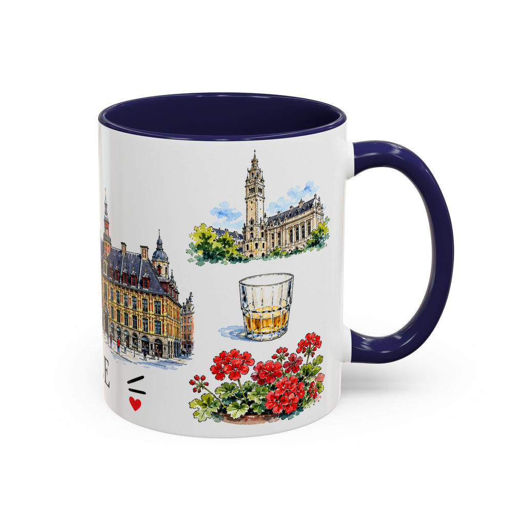 Lille Illustrated Travel Mug | City Souvenir Accent Coffee Mug | 11oz 15oz Ceramic Cup