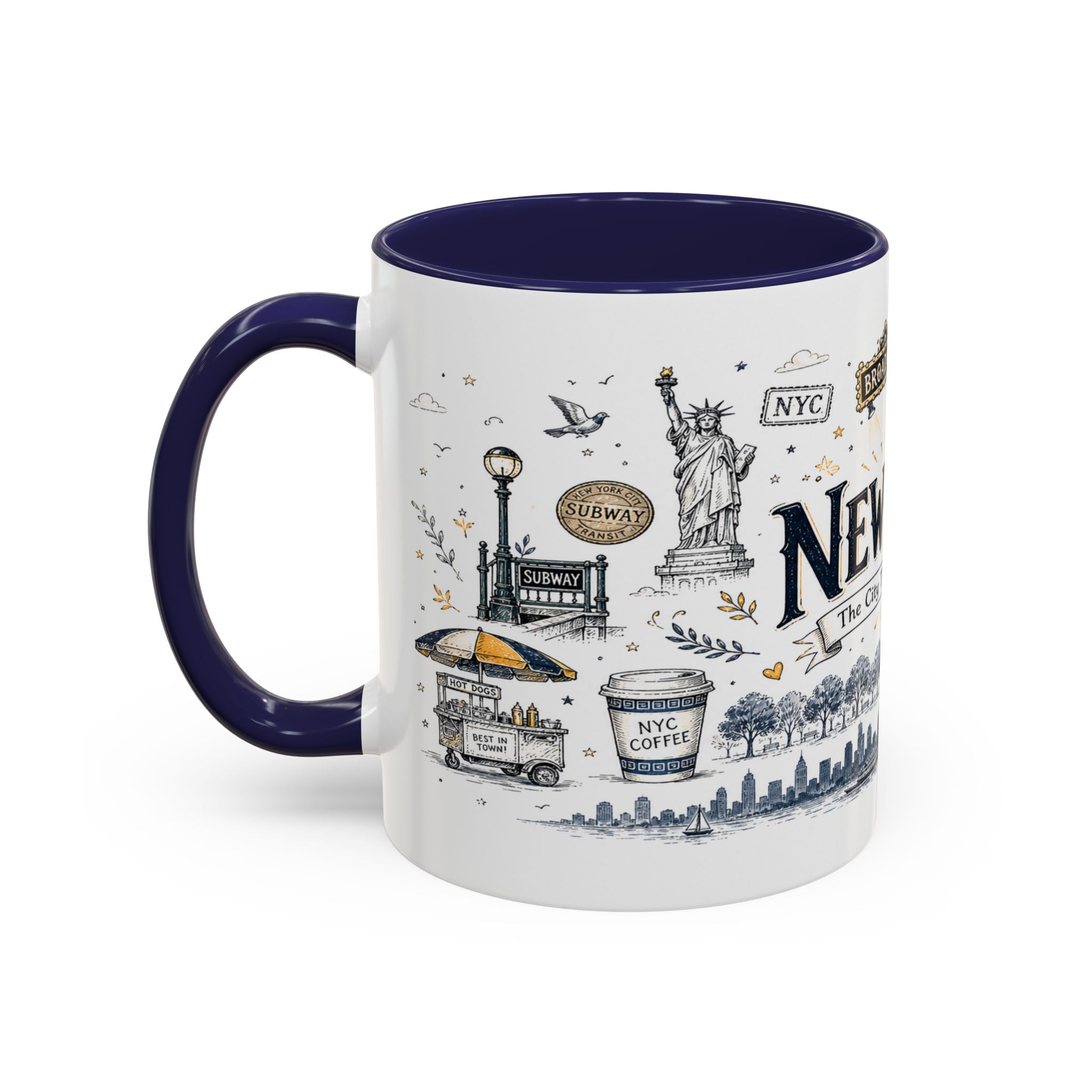 New York City Coffee Mug | New York Souvenir Travel Gift | Accent Color Ceramic 11oz 15oz
