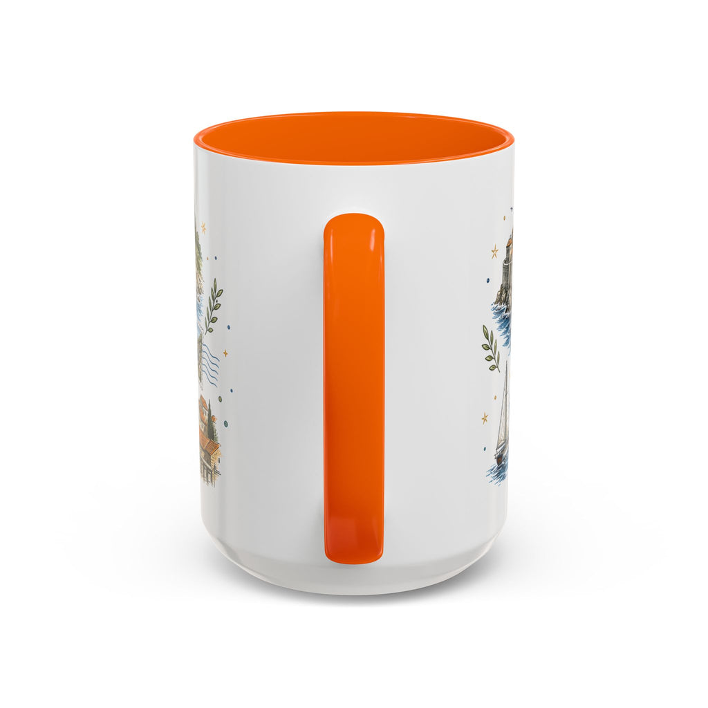Dubrovnik Coast Coffee Mug | Travel Destination Souvenir Gift | Accent Color Ceramic 11oz 15oz