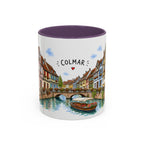 Colmar Illustrated Travel Mug | France Souvenir Accent Coffee Mug | 11oz 15oz Ceramic Cup
