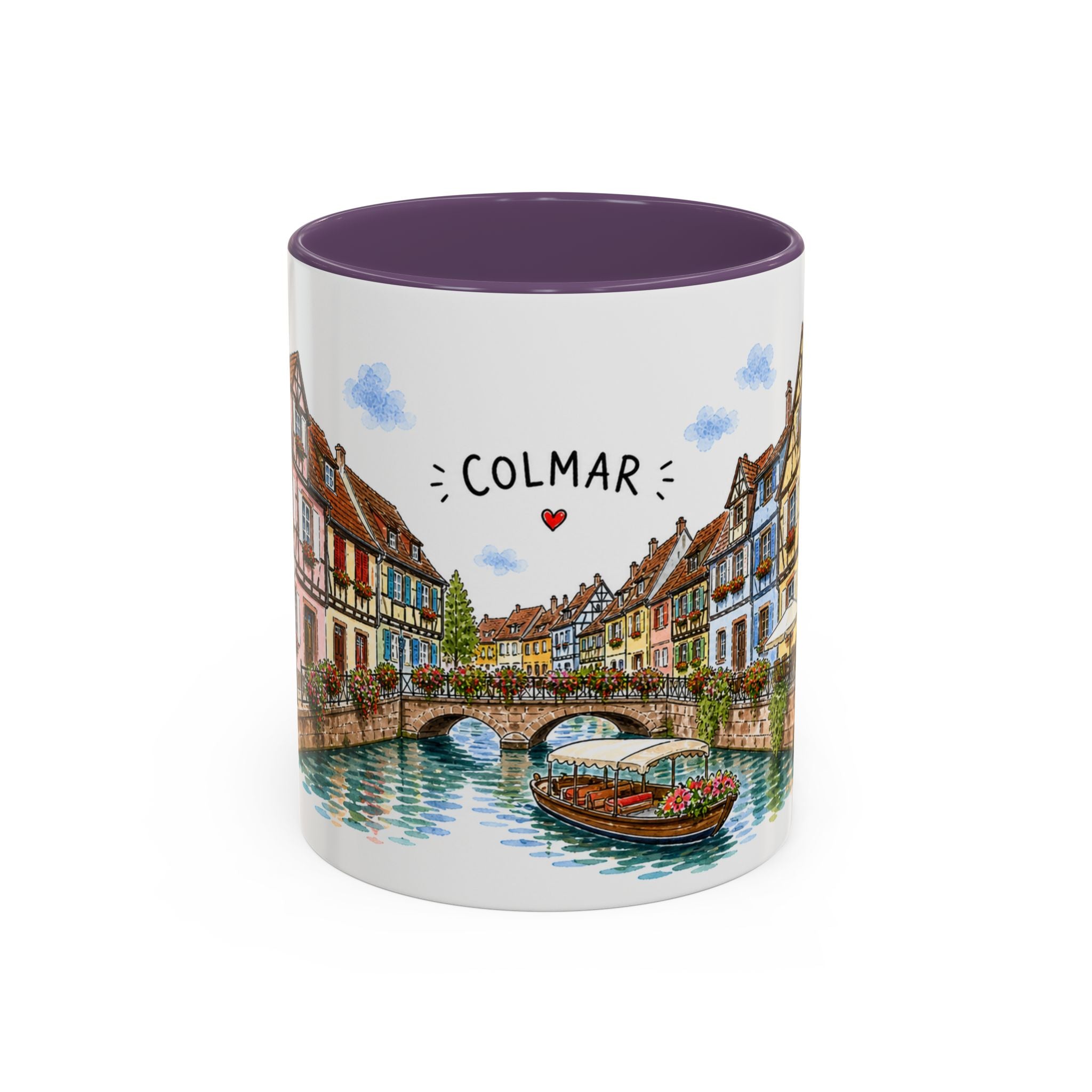 Colmar Illustrated Travel Mug | France Souvenir Accent Coffee Mug | 11oz 15oz Ceramic Cup