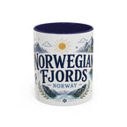 Norwegian Fjords Coffee Mug | Travel Destination Souvenir Gift | Accent Color Ceramic 11oz 15oz