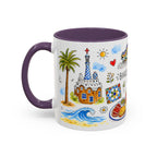 Barcelona Travel Mug | European City Souvenir Accent Coffee Mug | 11oz 15oz Ceramic Cup