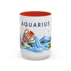 Aquarius Zodiac Coffee Mug | Water Bearer Design | Astrology Birthday Gift | 11 oz 15 oz Ceramic Accent Mug
