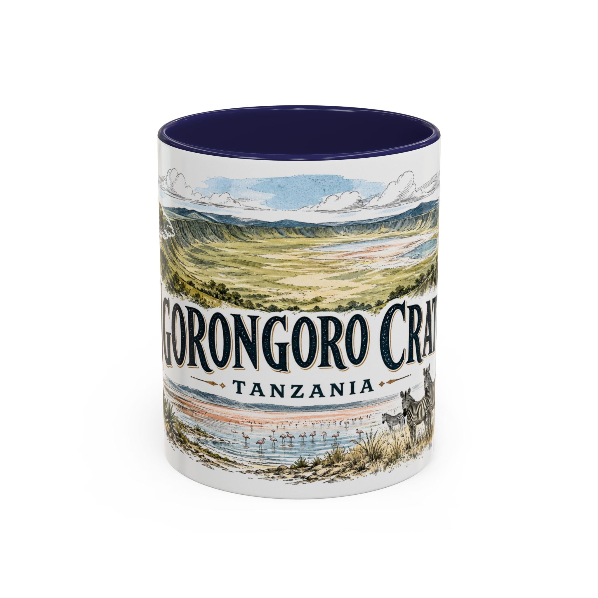 Ngorongoro Crater Mug, Tanzania Travel Souvenir, Bucket List Gift, Accent Ceramic Coffee Mug 11oz 15oz