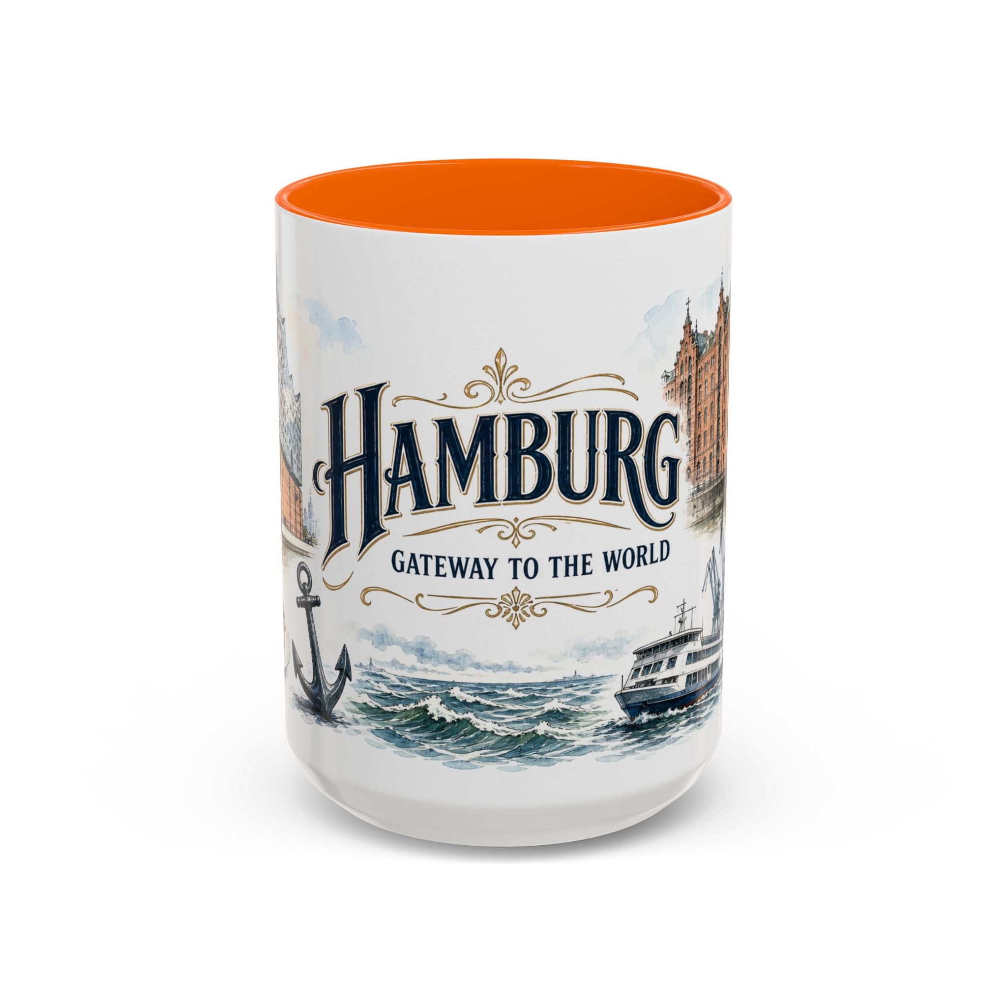 Hamburg Coffee Mug | Germany Travel Souvenir | Vintage Illustrated City Gift | 11 oz 15 oz Accent Mug