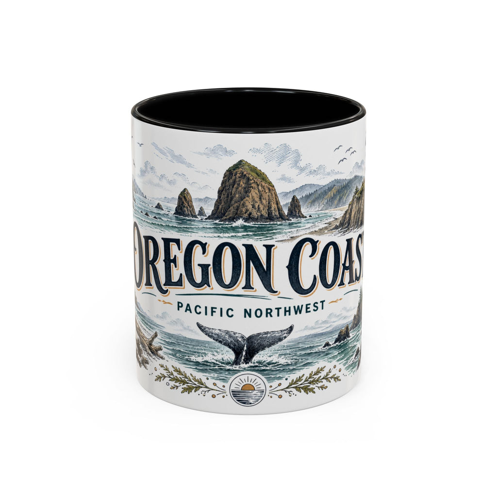 Oregon Coast Mug, Pacific Northwest Travel Souvenir, Bucket List Gift, Accent Ceramic Coffee Mug 11oz 15oz