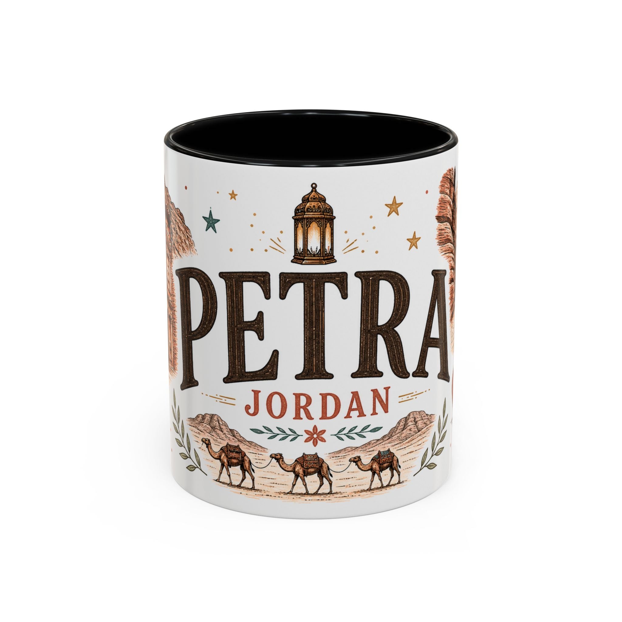 Petra Coffee Mug | Travel Destination Souvenir Gift | Accent Color Ceramic 11oz 15oz