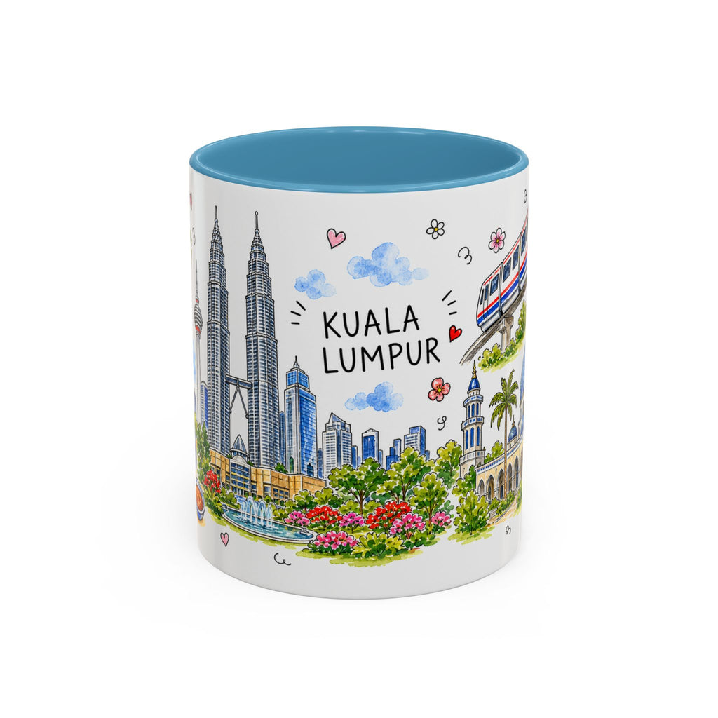 Kuala Lumpur Illustrated Travel Mug | City Souvenir Accent Coffee Mug | 11oz 15oz Ceramic Cup