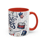 Stars and Stripes Forever Coffee Mug | Patriotic 4th of July Gift | Accent Color Ceramic 11oz 15oz
