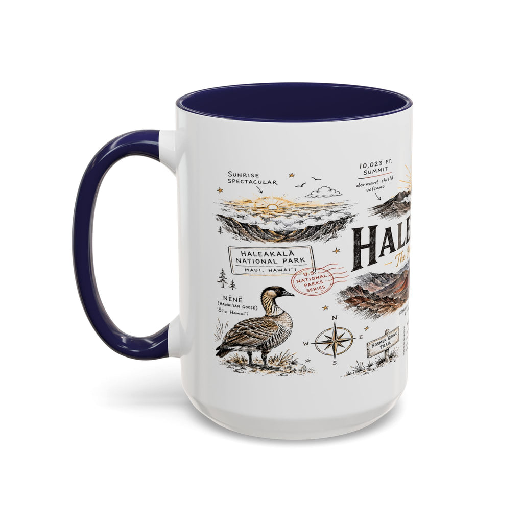 Haleakala National Park Coffee Mug | Hawaii Maui Sunrise Crater Gift | Accent Color Ceramic 11oz 15oz
