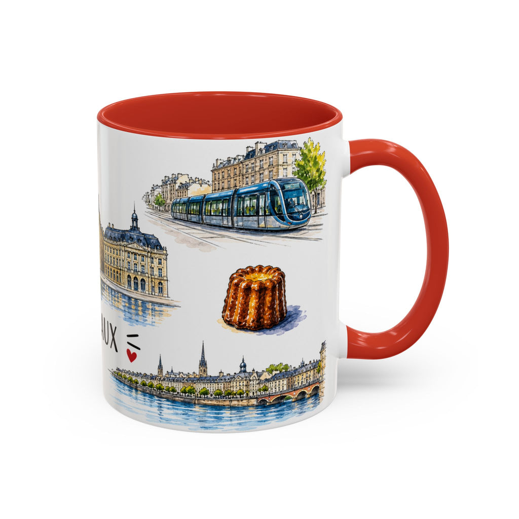 Bordeaux Illustrated Travel Mug | City Souvenir Accent Coffee Mug | 11oz 15oz Ceramic Cup