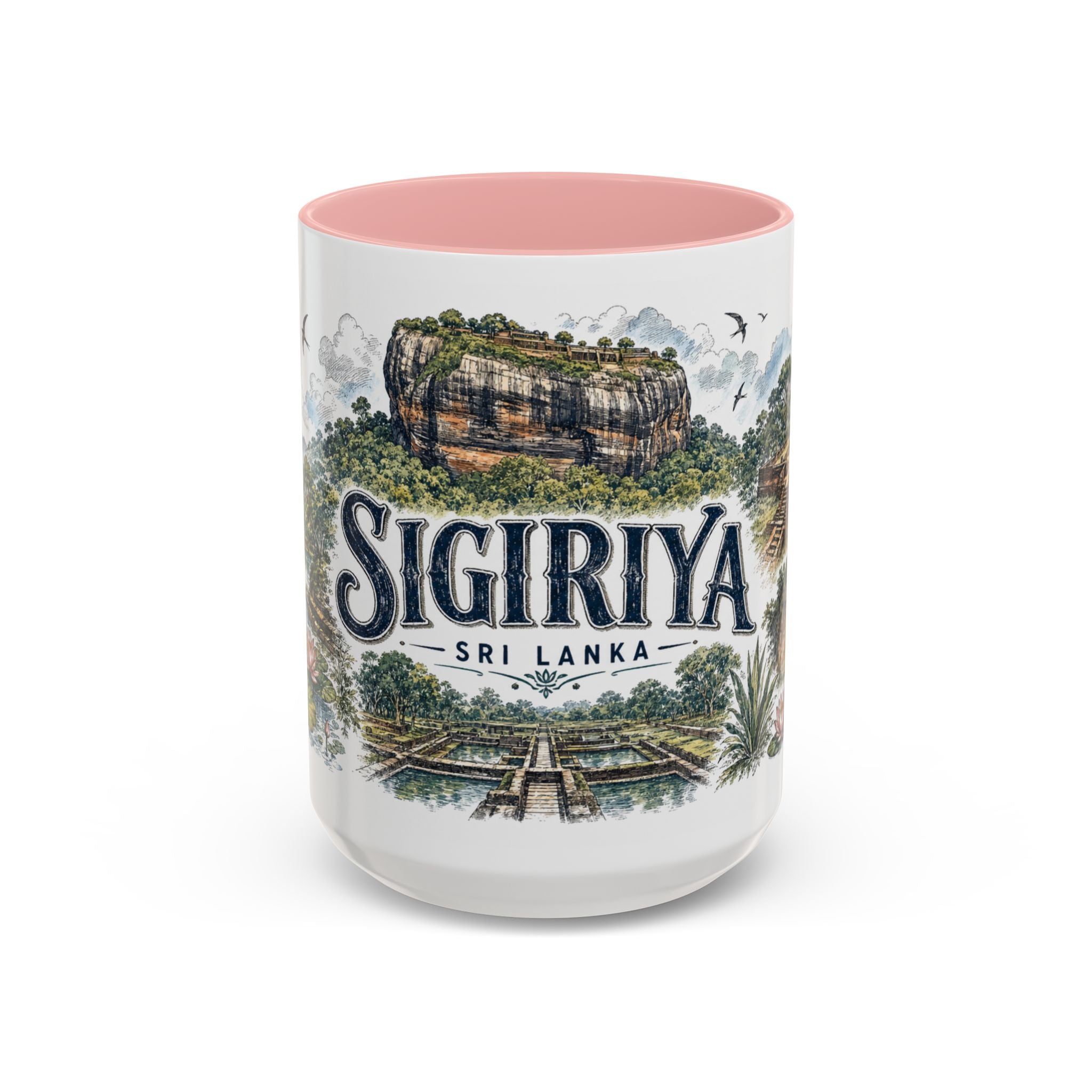 Sigiriya Mug, Sri Lanka Travel Souvenir, Bucket List Gift, Accent Ceramic Coffee Mug 11oz 15oz