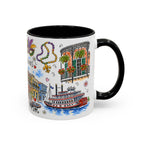 New Orleans Illustrated Travel Mug | City Souvenir Accent Coffee Mug | 11oz 15oz Ceramic Cup