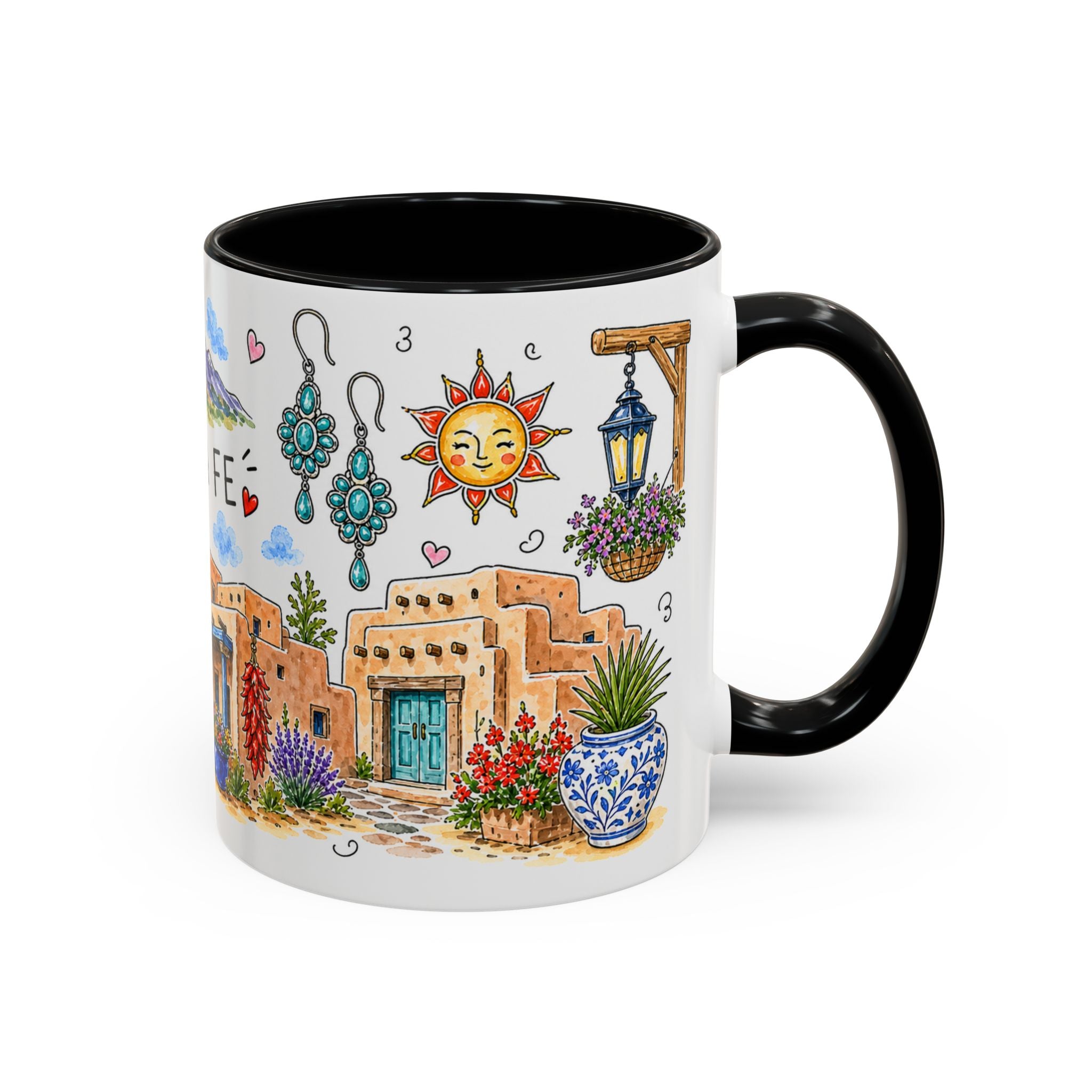 Santa Fe Illustrated Travel Mug | City Souvenir Accent Coffee Mug | 11oz 15oz Ceramic Cup