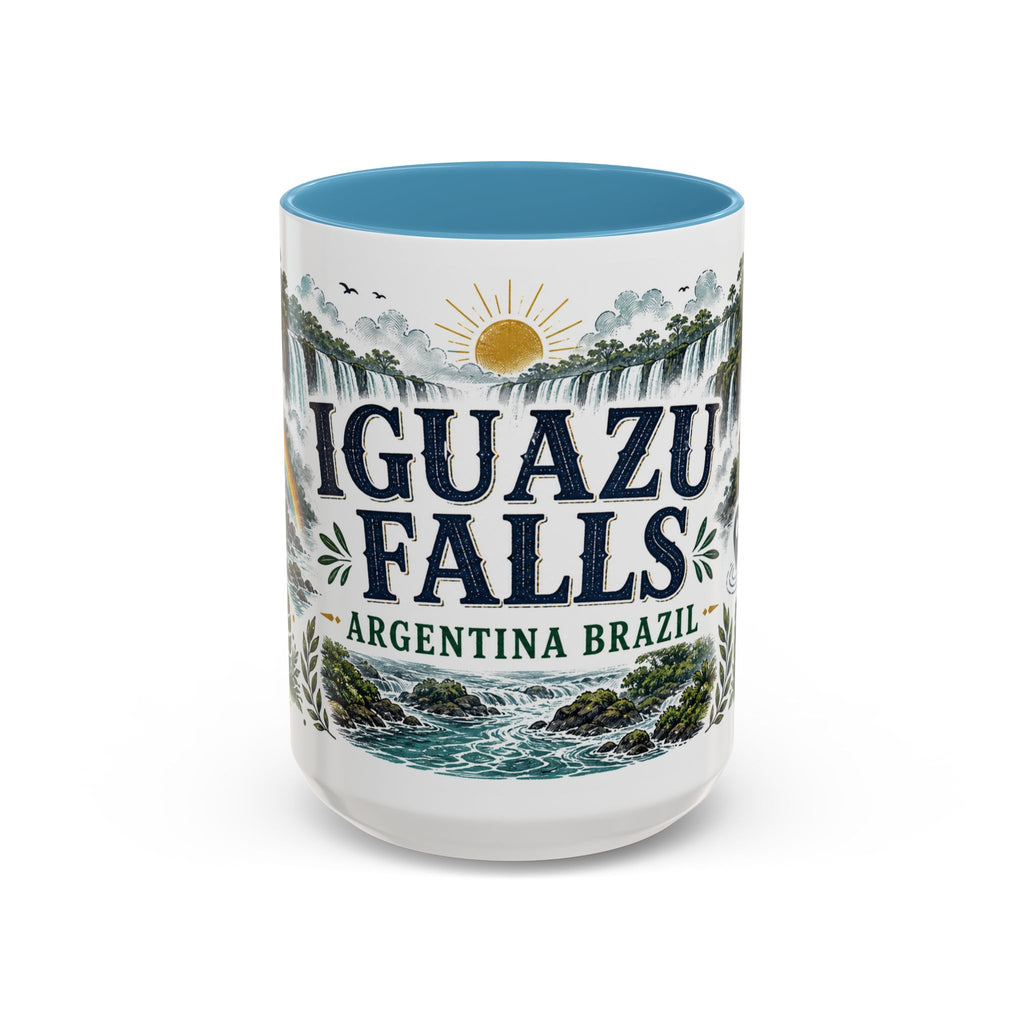 Iguazu Falls Coffee Mug | Travel Destination Souvenir Gift | Accent Color Ceramic 11oz 15oz