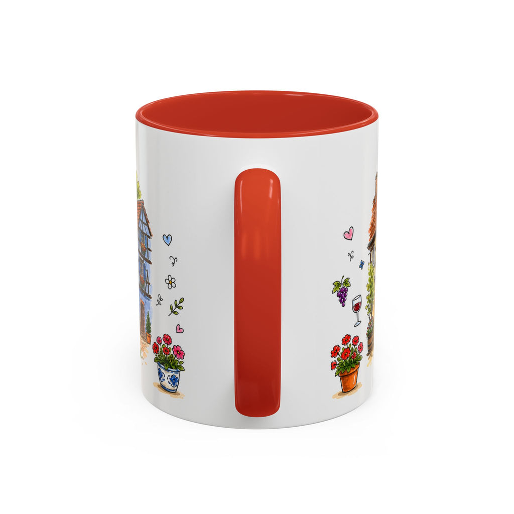 Kaysersberg Illustrated Travel Mug | France Souvenir Accent Coffee Mug | 11oz 15oz Ceramic Cup