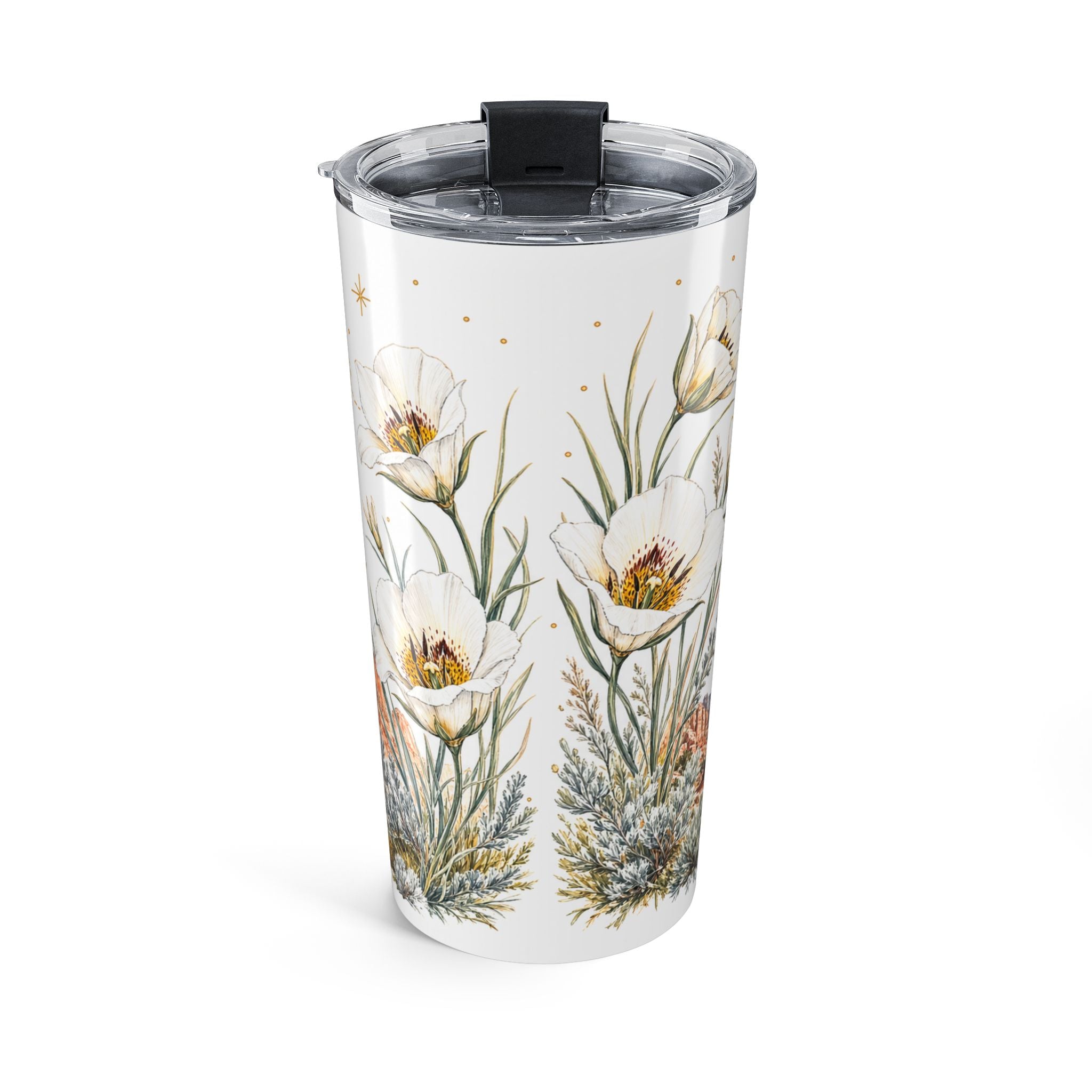 Utah State Flower 20oz Tumbler | Sego Lily Botanical State Flower Gift | Insulated Stainless Steel Travel Cup