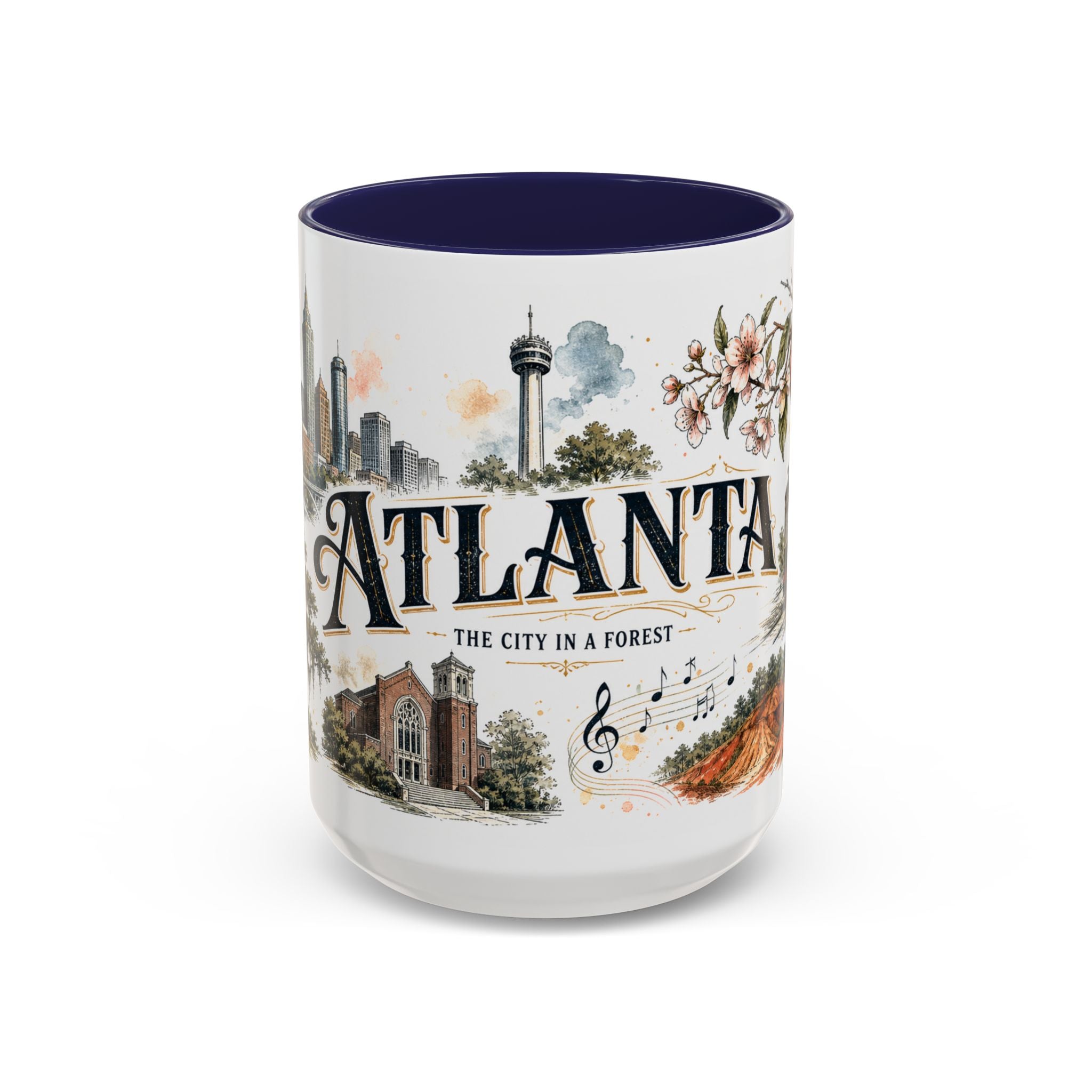Atlanta Coffee Mug | United States Travel Souvenir | Vintage Illustrated City Gift | 11 oz 15 oz Accent Mug