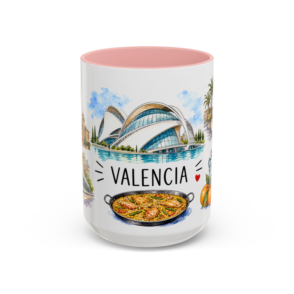Valencia Illustrated Travel Mug | City Souvenir Accent Coffee Mug | 11oz 15oz Ceramic Cup