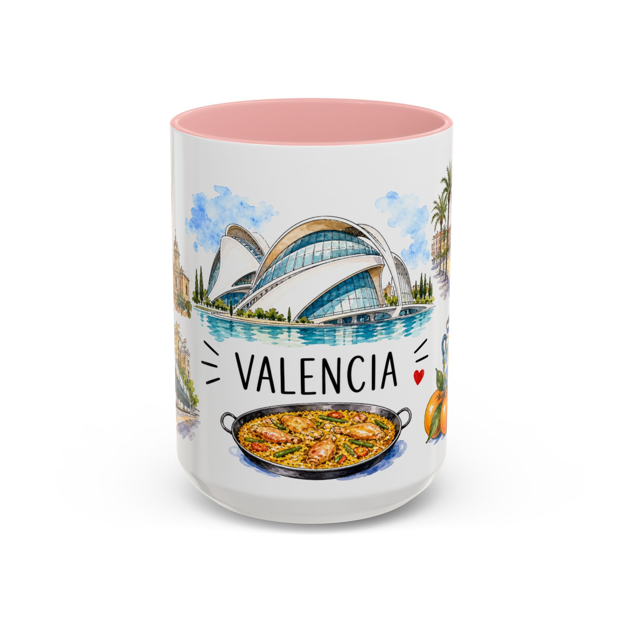 Valencia Illustrated Travel Mug | City Souvenir Accent Coffee Mug | 11oz 15oz Ceramic Cup