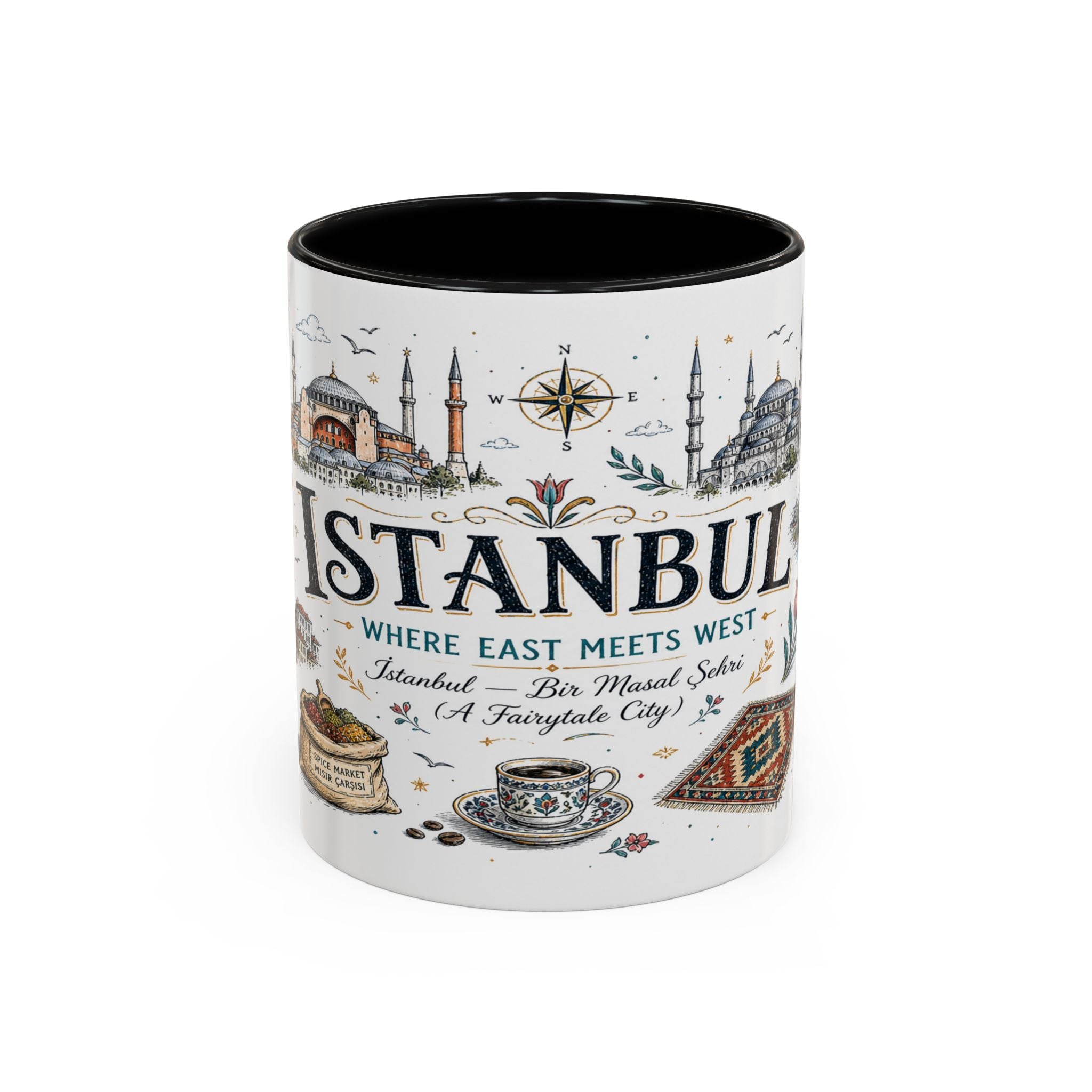 Istanbul Coffee Mug | Turkey Souvenir Travel Gift | Accent Color Ceramic 11oz 15oz