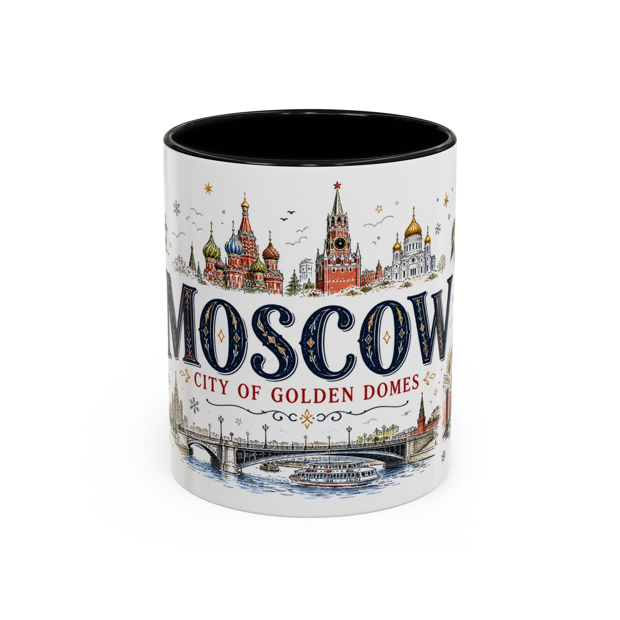 Moscow Coffee Mug | Russia Souvenir Travel Gift | Accent Color Ceramic 11oz 15oz