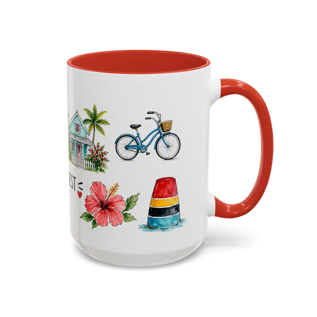 Key West Illustrated Travel Mug | City Souvenir Accent Coffee Mug | 11oz 15oz Ceramic Cup