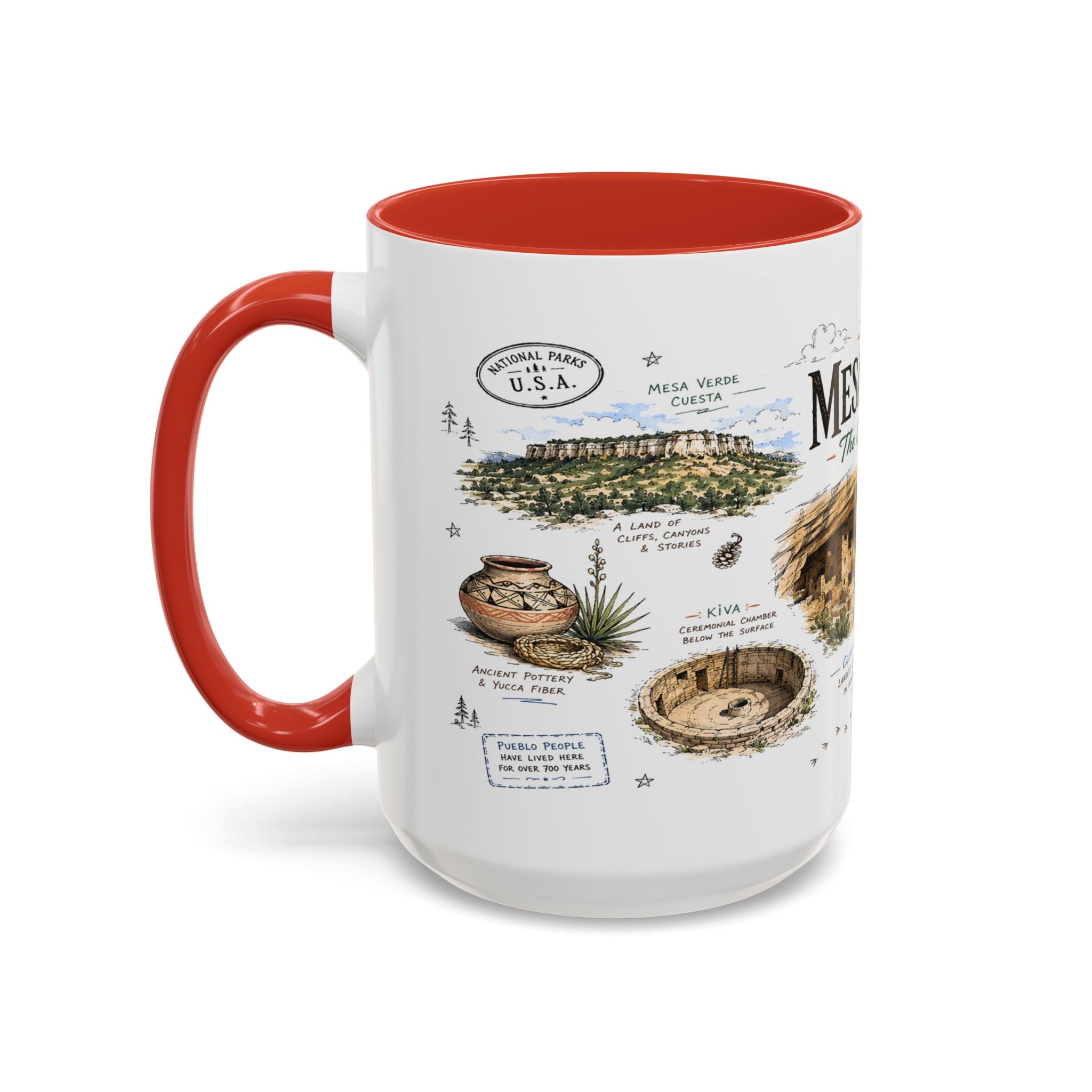 Mesa Verde National Park Coffee Mug | Colorado Ancient Cliff Dwellings Gift | Accent Color Ceramic 11oz 15oz