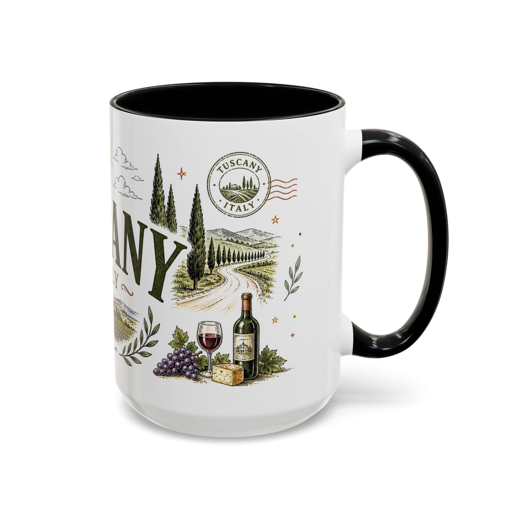 Tuscany Coffee Mug | Travel Destination Souvenir Gift | Accent Color Ceramic 11oz 15oz