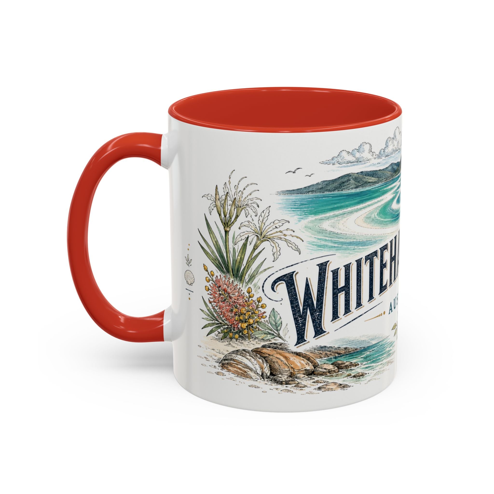 Whitehaven Beach Mug, Australia Travel Souvenir, Bucket List Gift, Accent Ceramic Coffee Mug 11oz 15oz