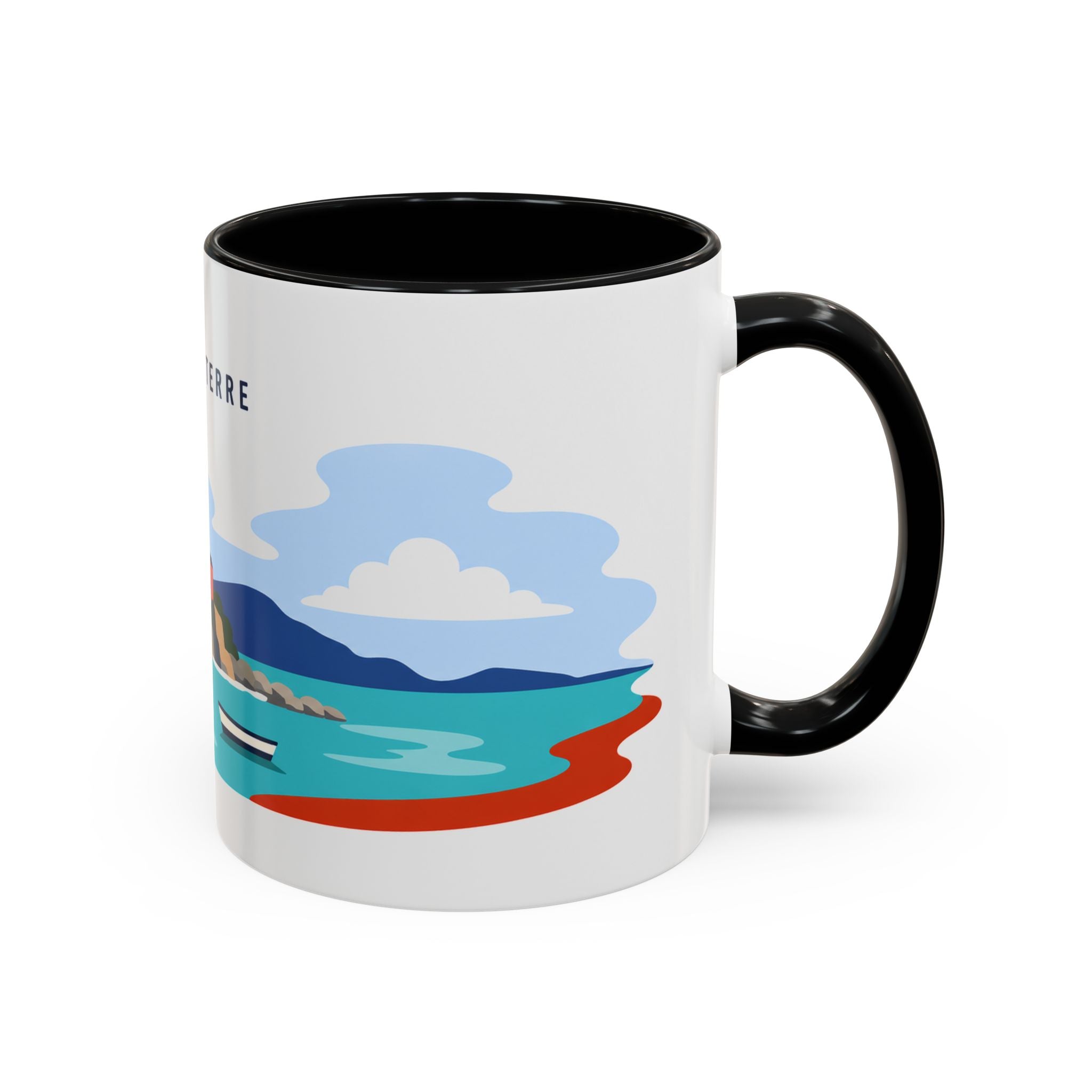 Cinque Terre Coffee Mug | Travel Destination Souvenir Gift | Accent Color Ceramic 11oz 15oz