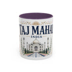Taj Mahal Coffee Mug | Travel Destination Souvenir Gift | Accent Color Ceramic 11oz 15oz