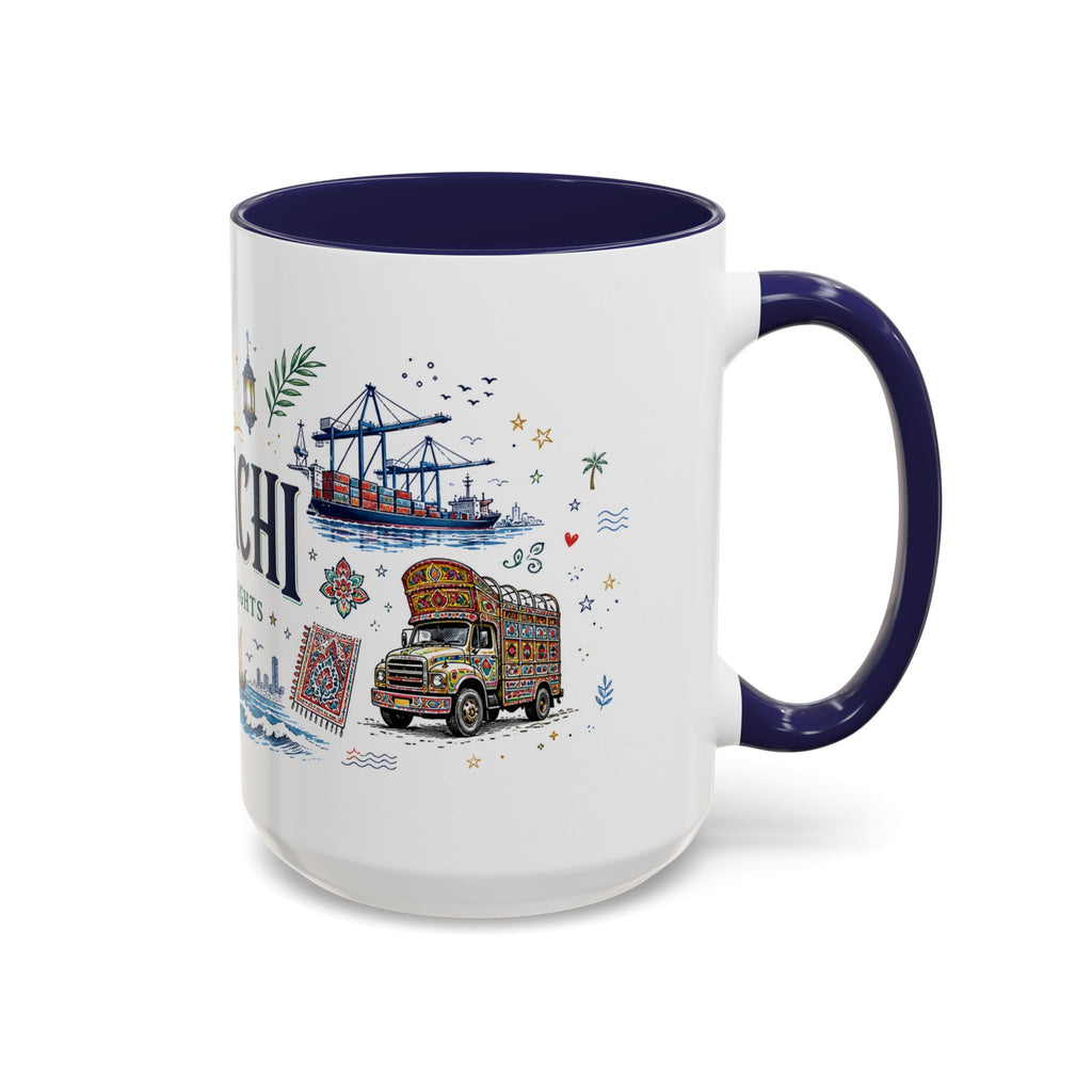 Karachi Coffee Mug | Pakistan Souvenir Travel Gift | Accent Color Ceramic 11oz 15oz