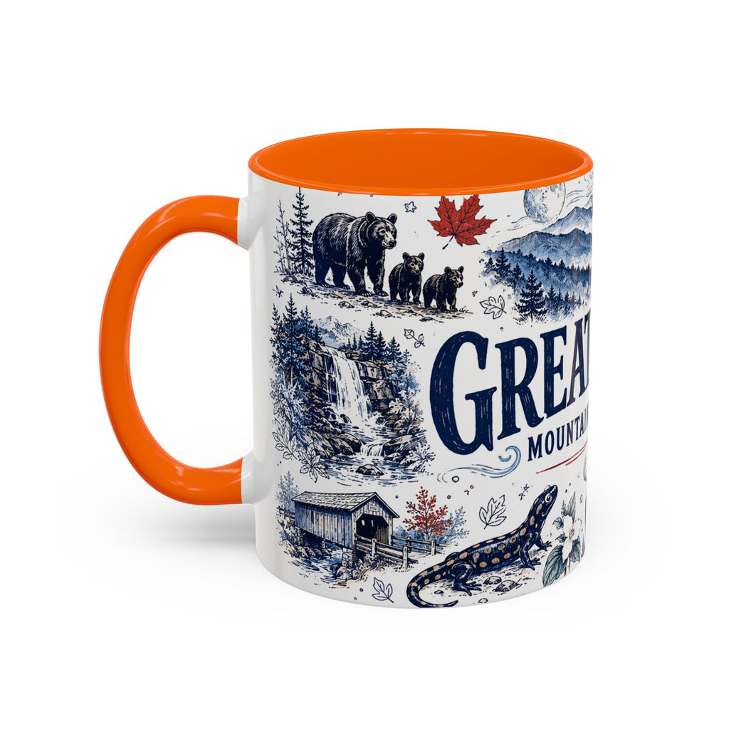 Great Smoky Mountains Coffee Mug | National Park Hiking Gift | Accent Color Ceramic 11oz 15oz