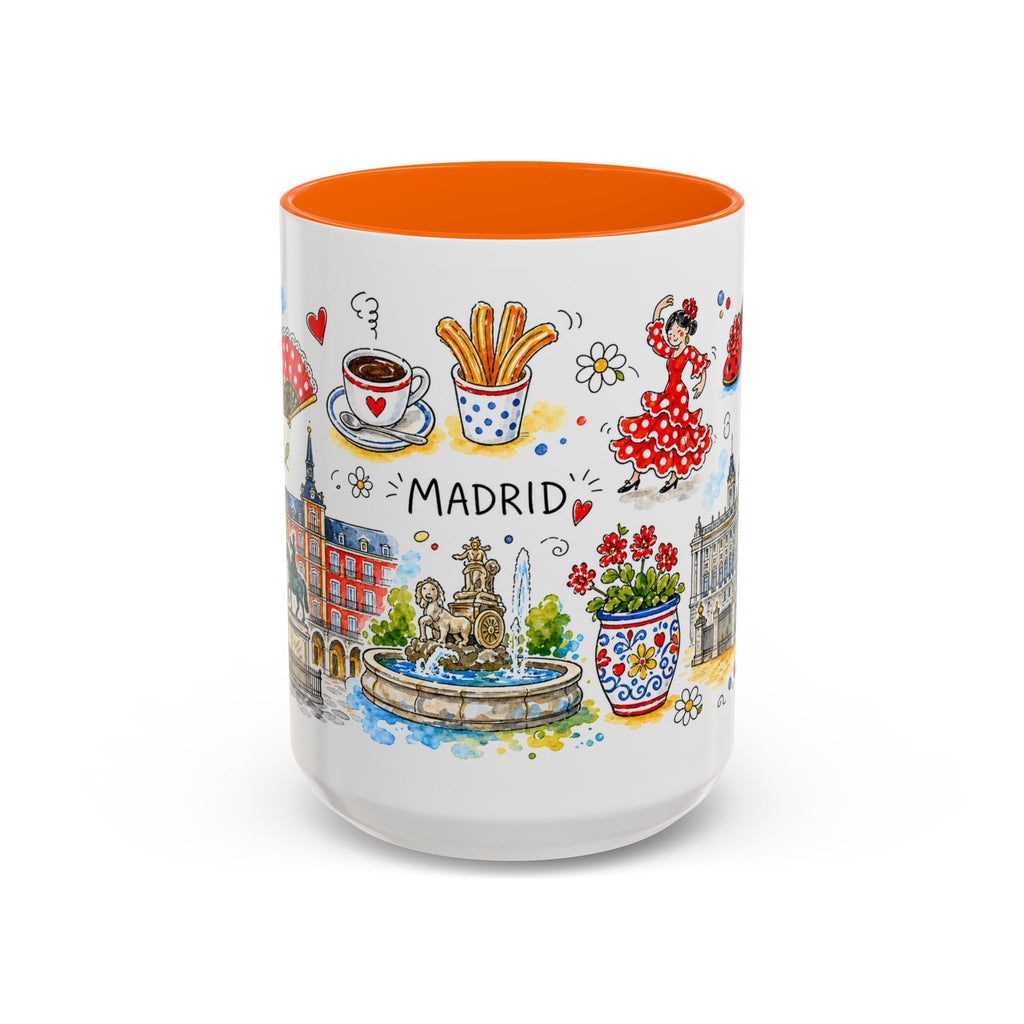 Madrid Travel Mug | European City Souvenir Accent Coffee Mug | 11oz 15oz Ceramic Cup