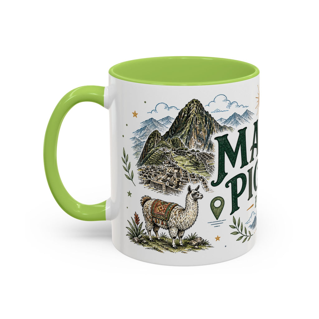 Machu Picchu Coffee Mug | Travel Destination Souvenir Gift | Accent Color Ceramic 11oz 15oz