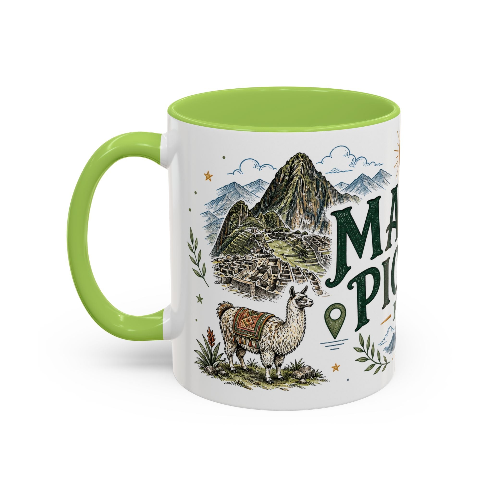 Machu Picchu Coffee Mug | Travel Destination Souvenir Gift | Accent Color Ceramic 11oz 15oz