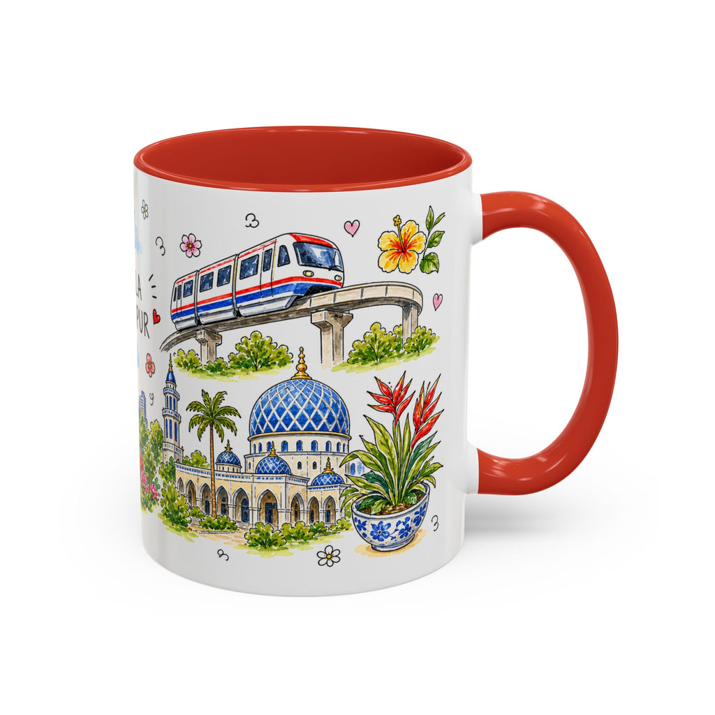 Kuala Lumpur Illustrated Travel Mug | City Souvenir Accent Coffee Mug | 11oz 15oz Ceramic Cup