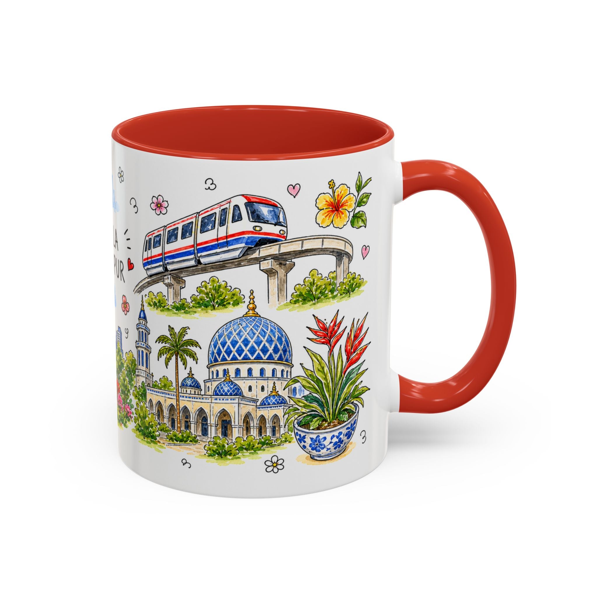 Kuala Lumpur Illustrated Travel Mug | City Souvenir Accent Coffee Mug | 11oz 15oz Ceramic Cup