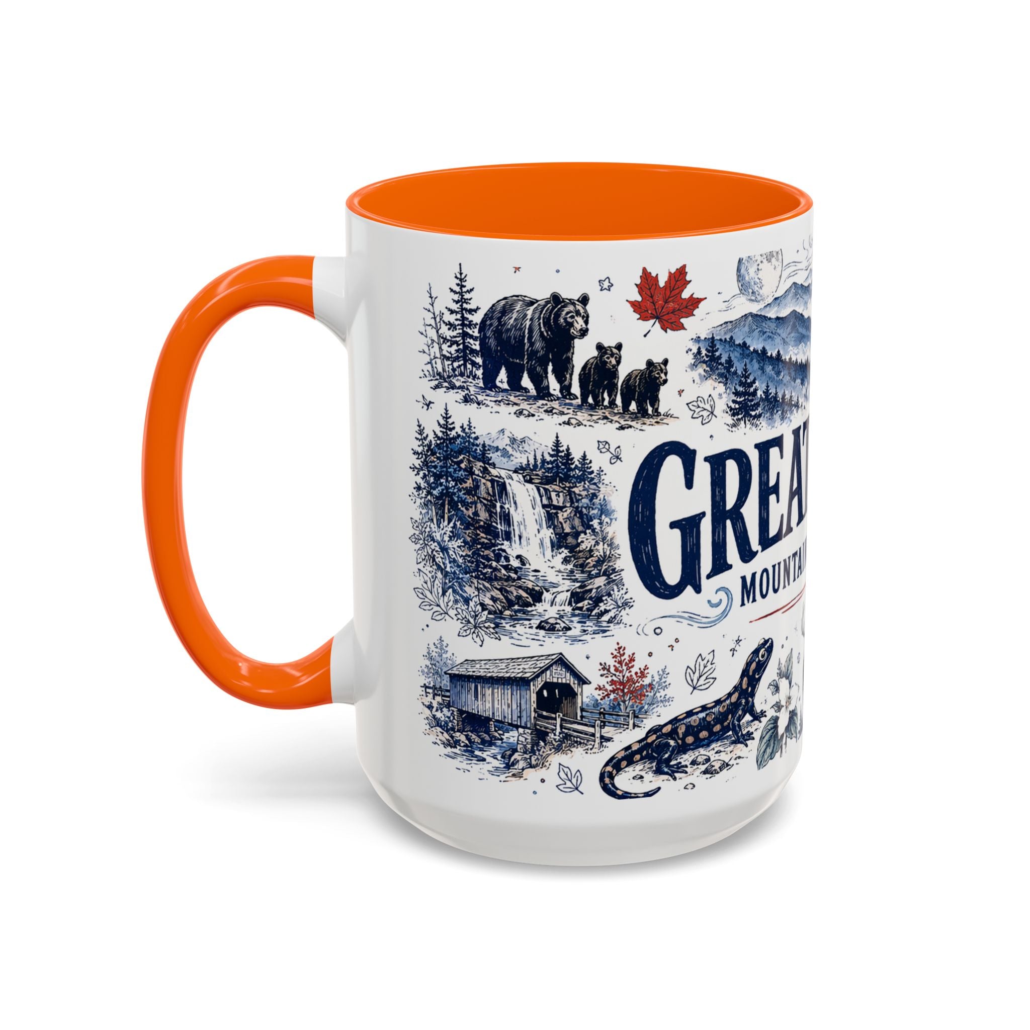 Great Smoky Mountains Coffee Mug | National Park Hiking Gift | Accent Color Ceramic 11oz 15oz