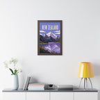 New Zealand Alps New Zealand Framed Poster | Vintage Travel Wall Art | Black Walnut White Frame | 16x24 20x30