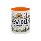 New Delhi Coffee Mug | India Souvenir Travel Gift | Accent Color Ceramic 11oz 15oz