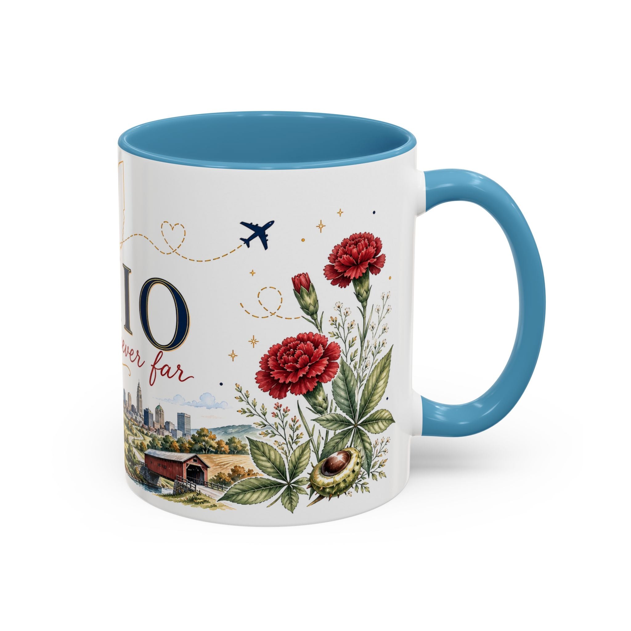 Ohio State Map Mug | Botanical Travel Sketch, Homesick Gift, Long Distance Friendship
