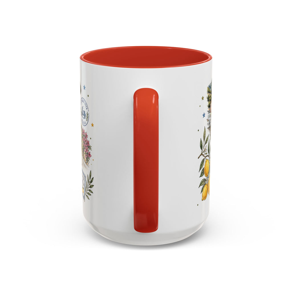 Amalfi Coast Coffee Mug | Travel Destination Souvenir Gift | Accent Color Ceramic 11oz 15oz