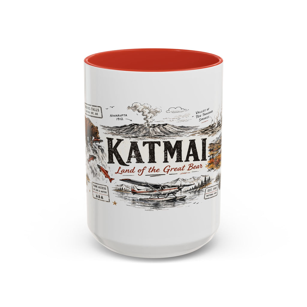 Katmai National Park Coffee Mug | Alaska Bear Watching Wildlife Gift | Accent Color Ceramic 11oz 15oz