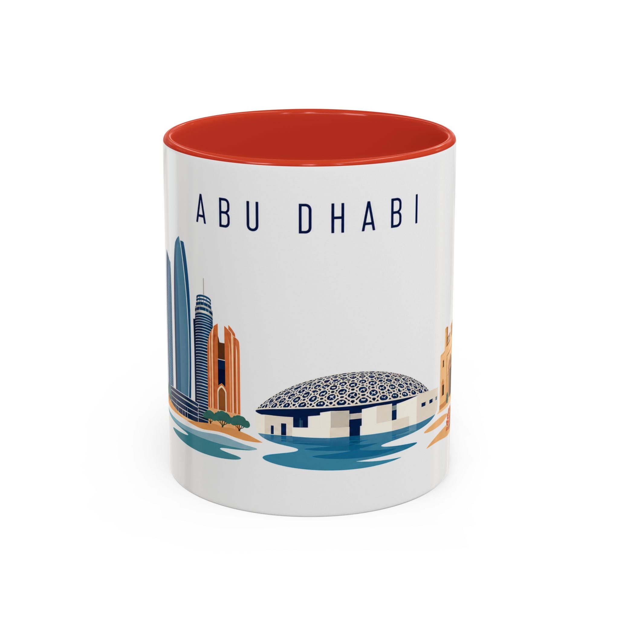 Abu Dhabi Coffee Mug | United Arab Emirates Travel Souvenir | Porcelain Decal City Gift | 11oz 15oz Accent Mug
